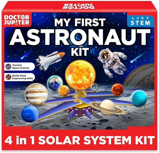 Doctor Jupiter My First Astronaut Kit, Solar System Project Kit for Kids, STEM Space Toys for 5-6-7-8-9-10 Year Old Boys & Girls | 4 in 1 Learning & Educational Toy