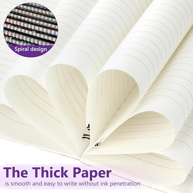 Fuutreo 12 Pcs Spiral Notebook for Work A5 8.3 x 5.7 Inch College Ruled Spiral Journal Notebook Kraft Cover Ruled Paper, 12 Color, 60 Sheets, 120 Pages for Office School(Sweety,Innovative)