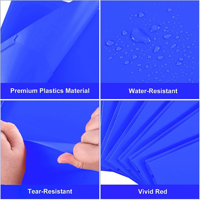 SUIN Plastic Project-Folder with 2 Pockets and 3-Prong Fasteners, for US Letter Size, Bulk Pack Color File-Folder for US Letter Size Papers, Ideal for School & Office, (Blue)