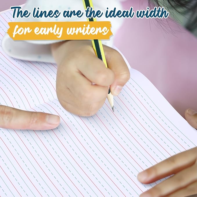 Watersay 200 Pack Primary Ruled Composition Notebook, Grade K-2 Journal 50 Sheets, 7-1/2" x 9-3/4" Primary Composition Book Writing Notebook for Kids Kindergarten Preschool 1st 2nd Grad (Multicolor)