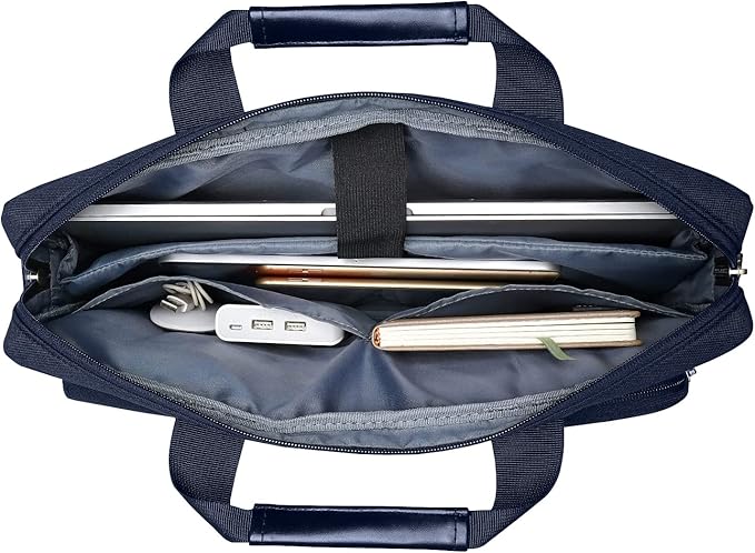 MOSISO Laptop Shoulder Bag 14 inch, 14 inch Computer Bag Compatible with HP Lenovo Dell ASUS Acer, HP Stream, Dell Latitude with 2 Raised&1 Flapover&1 Horizontal Pocket&Handle&Belt, Navy Blue