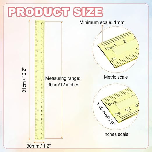 HARFINGTON 12pcs Plastic Rulers 12" (30cm) Clear Straight Ruler Measuring Tool Inches and Centimeters for Home Office Classrooms Drafting, Clear Yellow