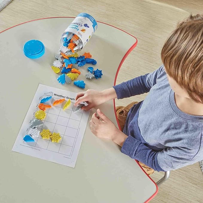 hand2mind Explore the Weather Counters, Meteorology for Kids, Weather Math Counters for Kids, Color Sorting Toys, Counting Manipulatives, Montessori Math Materials, Preschool Science Toys