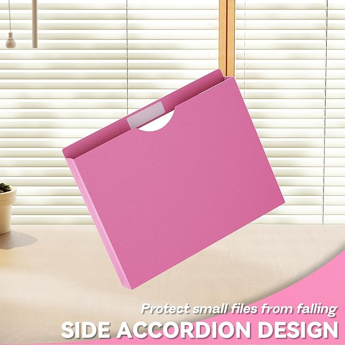 Plastic Expanding File Jacket Letter Size,1 Inch Reinforced Expandable Sides Manila Folders,8.5x11 Job Folders File Jackets,12 Pack Colored Project File Pockets with Straight-Cut Tabs