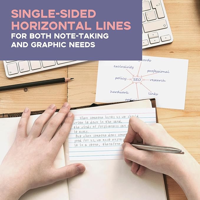 White 5x8 Index Cards Ruled 300PCS, Goefun Flashcards, Notecards for Studying, Recipes, Memo Cards, Office Supply, DIY, Presentation