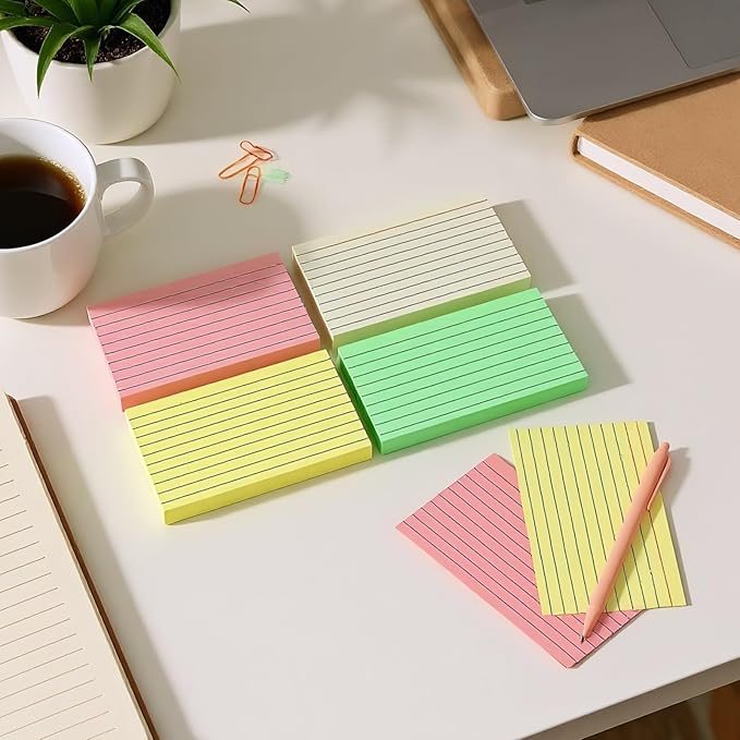 3x5 Colorful Index Cards, Heavy Duty Neon 250 Sheets Lined Flashcards for Studying, Office & Home Use – Vibrant Organizing Tools