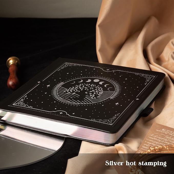 TIEFOSSI Tree of Life Journal, Square Dotted Journal for Women Men, Dot Aesthetic Notebook with 160 Numbered Pages, Hardcover Vegan Leather Journals with Bookmark, 160 GSM Thick Paper, 8 x 8 IN