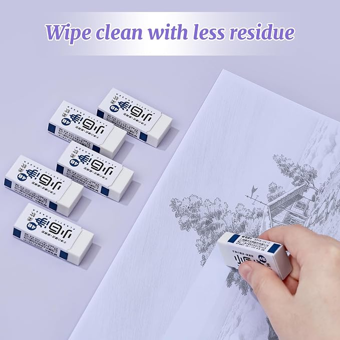 M&G 6 Pack Pencil Erasers, Small White Block Erasers Bulk for Clean, Soft Rubber Rectangular Eraser for Art Drawing Sketching School Office Supplies (Small)