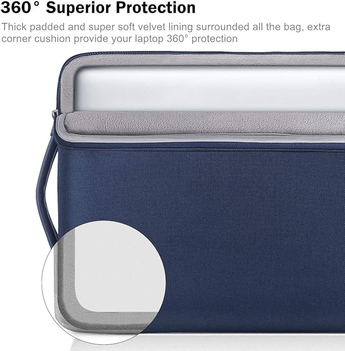 Voova Laptop Sleeve Case 15.6 16 Inch with Handle, 360° Protective Waterproof Slim Computer Bag Cover Compatible with MacBook Pro M2/M3/M4 16, HP Acer Lenovo Yoga ThinkPad Asus Laptop, Blue