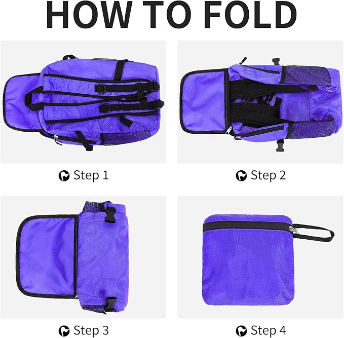 Small Hiking Backpack 15L Travel Lightweight Hiking Packable Daypack Water-Resistant Foldable Backpacks for Women Men Camping (Purple)