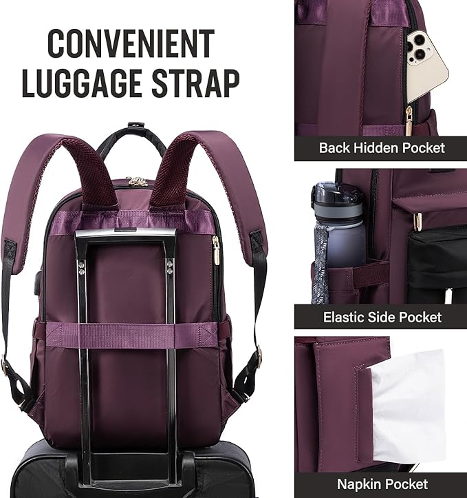 LOVEVOOK Laptop Backpack for Women Men, 17.3 Inch Laptop Bag with USB Port Fashion Waterproof Backpacks Teacher Nurse Stylish Travel Bags Vintage Daypacks for College, Work