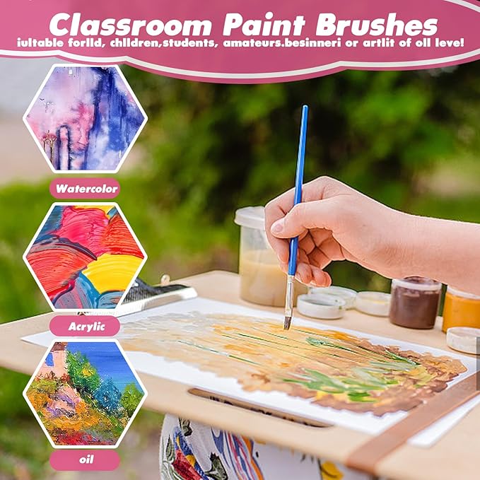 110Pcs Paint Brushes Bulk Small for Kids - Fine Detail Set for Classroom, Model, Canvas, Face, Nail Art, Acrylic, Watercolor, and Craft Supplies