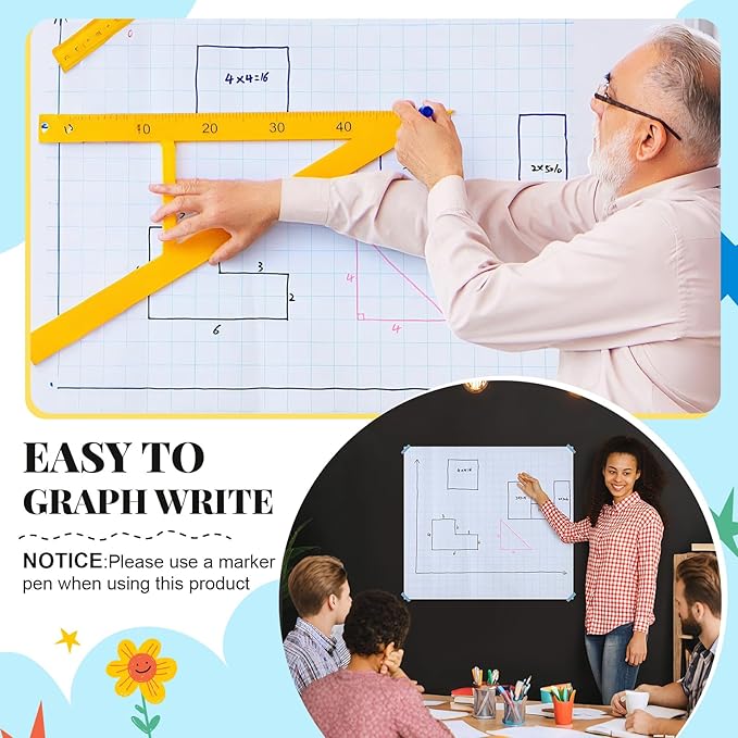 Jetec 2 Roll Large Grid Graph Paper Roll 1" Grid 16.5 Inch x 197ft Sewing Pattern Paper for Back to School Classroom Teaching Drafting Supplies Kids Students Gifts