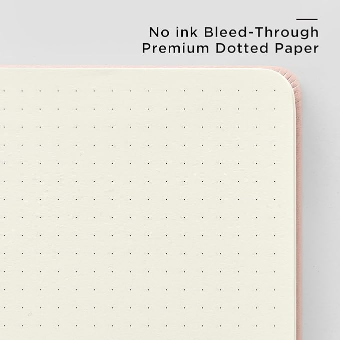 &And Per Se Dotted Journal Notebook, A5 Hardcover Dotted Notebook, 160 Pages 100GSM Thick Paper Dot Grid Journal with Fineliner Pen (Pink)