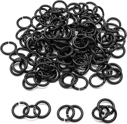 120 Pcs 1/2 Inch Plastic Binder Rings, Loose Leaf Binder Book Rings, Black Index Card Rings Binder Clip Rings for Flash Cards, Key Rings, Index Cards, Paper (15mm, Black)