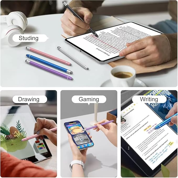 3-in-1 Stylus Pen for Nintendo Switch, High Precision and Sensitivity, Compatible for Samsung Galaxy/iPhone/iPad/Android Tablets, Universal Stylus Pen for All Touchscreen Devices (Black/Rosegold)