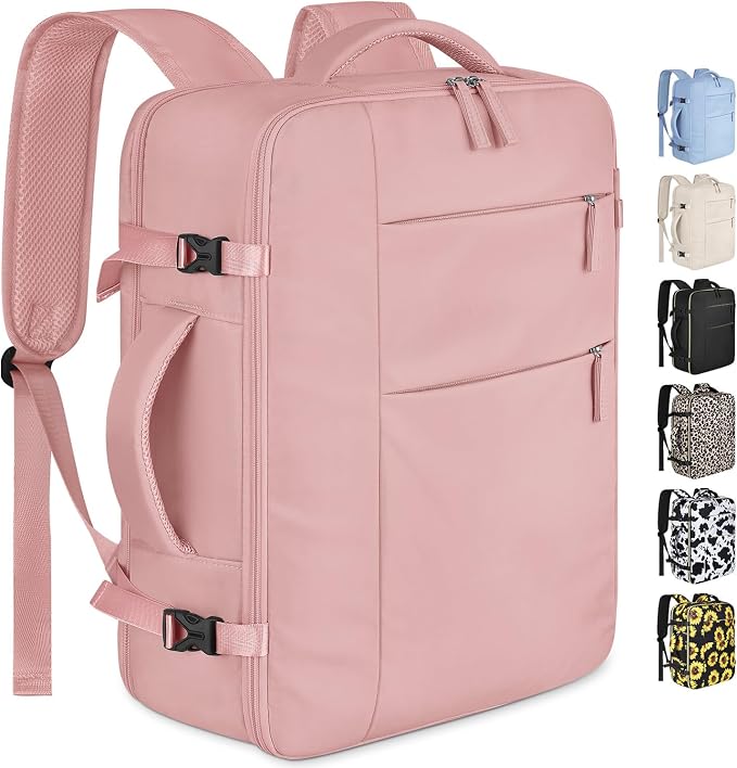 Capolo Travel Backpack for Women Men Waterproof Laptop Backpack Airlines Approved Carry On Backpack Bag Computer Bookbag for Business, Work, Traveling Fits 17 Inch Laptop(Pink)