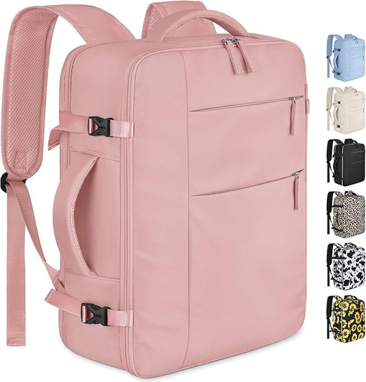 Capolo Travel Backpack for Women Men Waterproof Laptop Backpack Airlines Approved Carry On Backpack Bag Computer Bookbag for Business, Work, Traveling Fits 17 Inch Laptop(Pink)