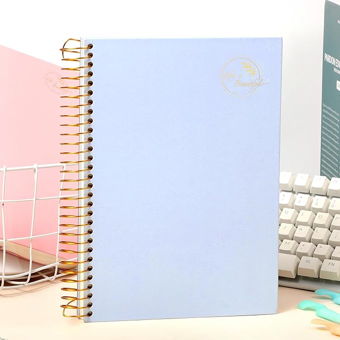 Yoment Hardcover Spiral Notebook,300 Pages College Ruled Notebooks,7” x 10”Large Spiral Journal,B5 Hard Cover Notebooks for Work Writing School,Blue