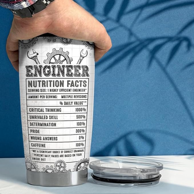 SANDJEST Engineer Tumbler 20oz Engineer Gifts for Men Engineers Stainless Steel Insulated Tumblers Coffee Travel Mug Cup Engineering Gift for Birthday Christmas
