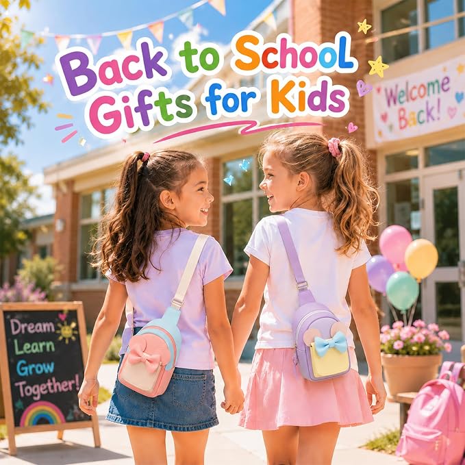 Birthday Back to School Gifts for Girls 3-8, Kids Fanny Pack Toddler Purse | Cute Fashion Sling Crossbody Bag for 3 4 5 6 7 8 Year Old Girls with Adjustable Strap. Perfect for Travel Holiday Essentials
