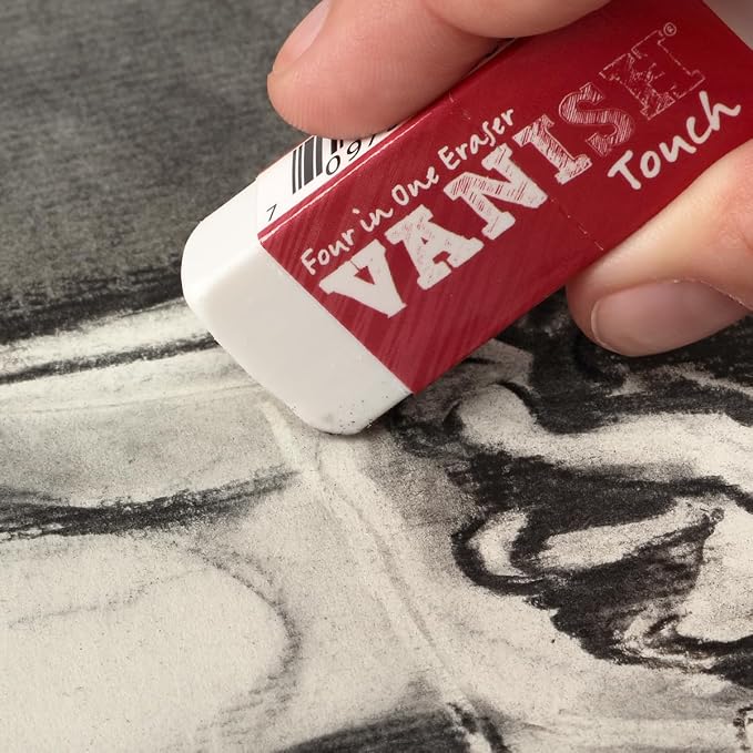 Acurit Vanish Touch Artist Eraser, Latex-Free, 3 Pack - Soft, Flexible Pencil Erasers, Sketching Supplies W/Protective Sleeve - Graphite, Charcoal, Pastel Compatible