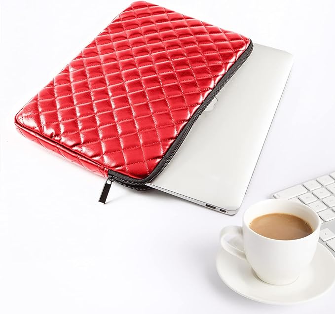 Puffy Laptop Sleeve 11 12 13 13.3 14 15 15.6 inch Case Protective Bag Quilted PU Leather Lined Padded