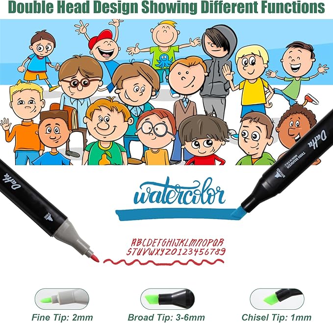 Kebuye 100 Colors Alcohol Markers Set, Dual Tips Blender Art Markers for Drawing Sketching Coloring Artist Pens and Underlining, Professional Permanent Sketch Markers for Kids Adult Coloring