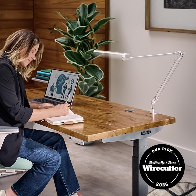 UPLIFT DESK E7 LED Desk Lamp with Clamp - Adjustable 3 Color Modes, Dimmable Black Architect Light for Standing Desk, Home Office, Dual Monitor Computer Work