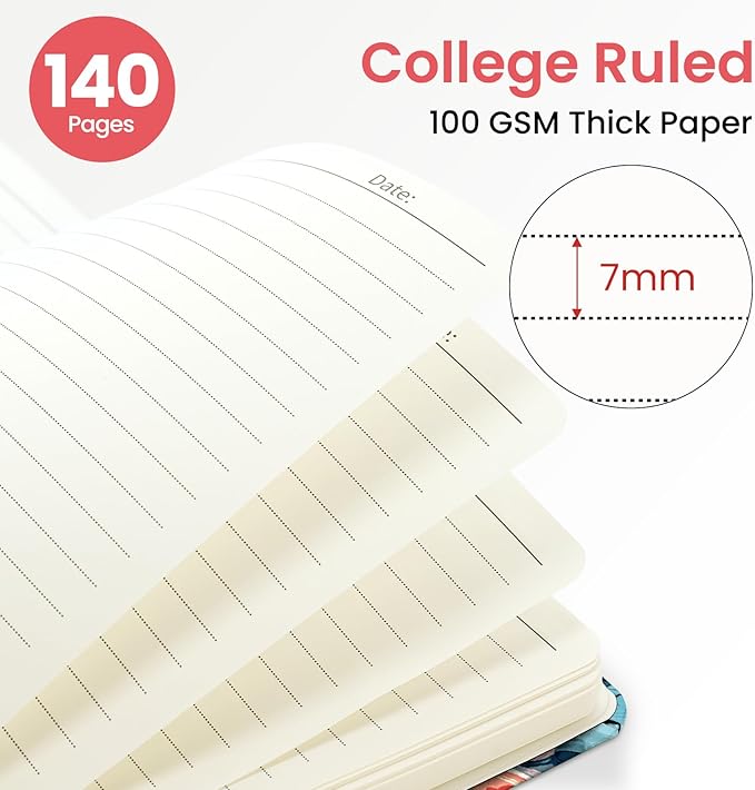 ZOTIA Lined Spiral Journal for Women, A5 Cute Hardcover College Ruled Notebook for Work, School & Note Taking, Aesthetic Writing Journal, 140 Pages (5.8" x 8.3"), Pastel Garden