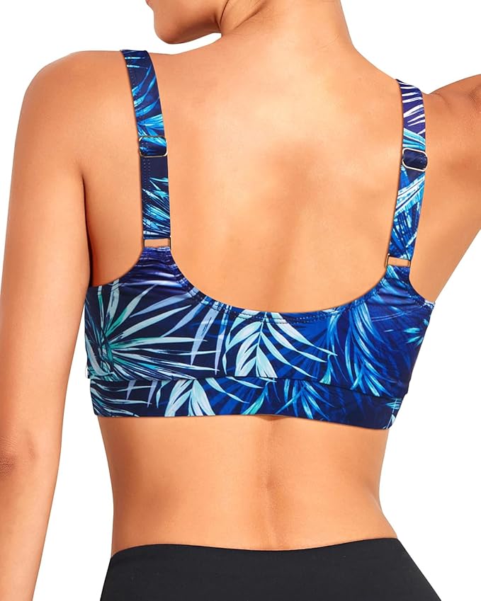 Tempt Me Women Sports Bra Bikini Tops Scoop Neck Bathing Suits Top Padded Swim Crop Tops Only