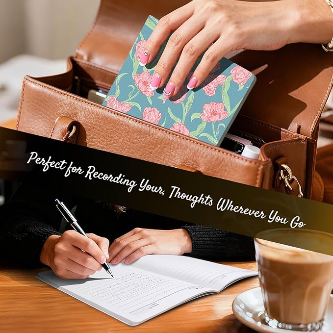 Stitched Composition Notebooks 2-Pack with Unique Art Designed Cover, A5 Lined Diary (8.2"L*5.5"W), Lay Flat Design, Thicked Paper Writes Smoothly for School and Office (Tulip)
