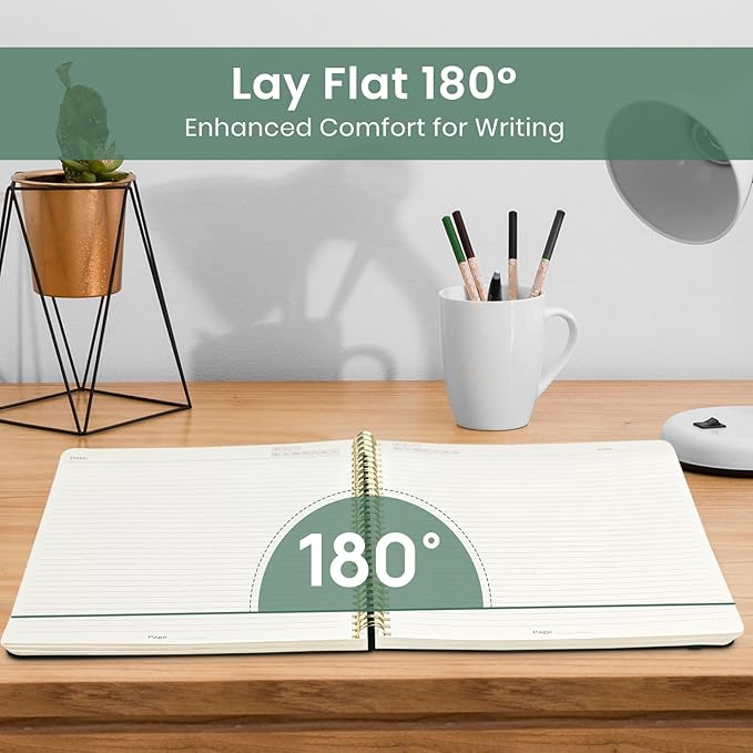 Taja Large Spiral Lined Journal for Women, 8.5" x 11" Notebooks for Work Collge Ruled, A4 Aesthetic Cute Journaling Notebooks for Writing, Plastic Cover, Poppy Garden