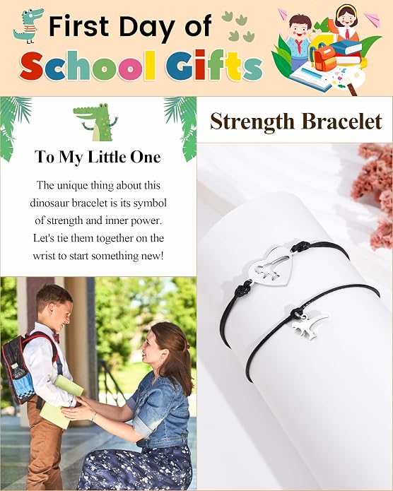 Back to School Gifts Mommy and Me Bracelet First Day of School Matching Wish Bracelets Set for Mother Daughter Son Women Teen Girls Boys Jewelry Gift
