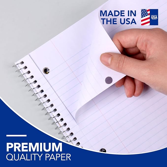 KAISA 70 Sheet 1-Subject Wirebound Notebook Spiral Notebooks, College Ruled 10.5x8 Spiral Notebooks For School Students Office, Pack of 6 Pads,S07001C