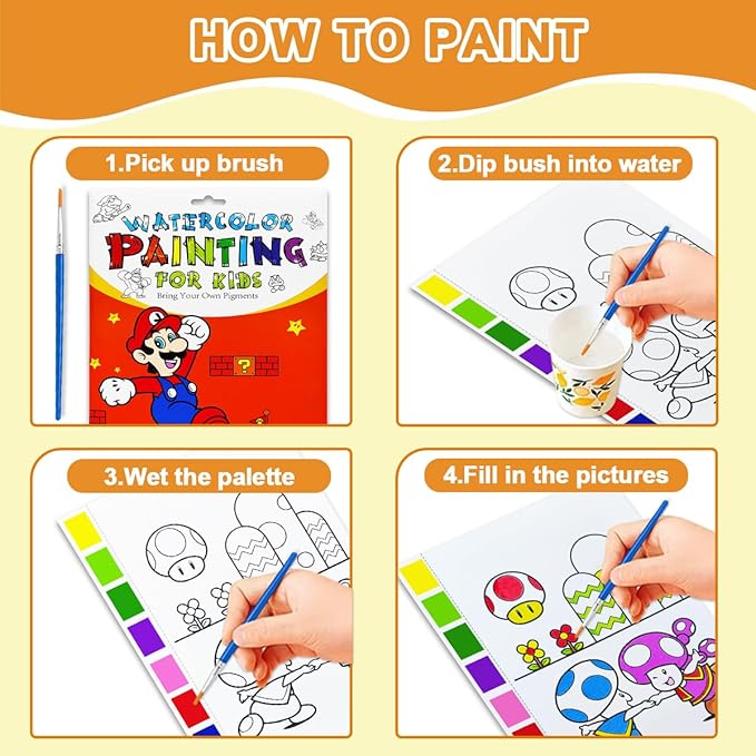 YXOTJHS Watercolor Coloring Book, Paint with Water Books for Kids - Mess Free Coloring for Toddlers, Magic Paint Set - Arts and Crafts for Girls Ages 4-8 - Travel, Stocking Stuffers