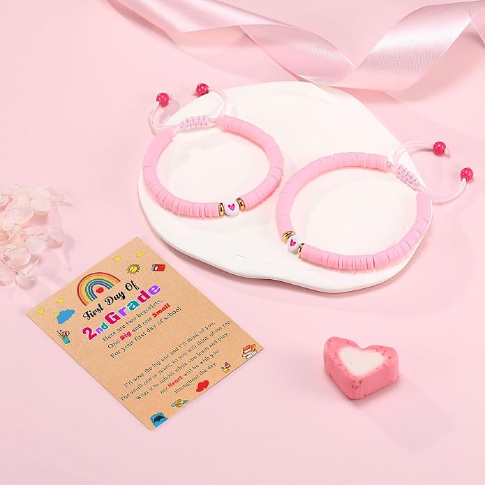 UPROMI First Day of Preschool/Kindergarten/1st Grade/2nd Grade/School Gift, Back to School Bracelet Mommy and Me Dad and Son
