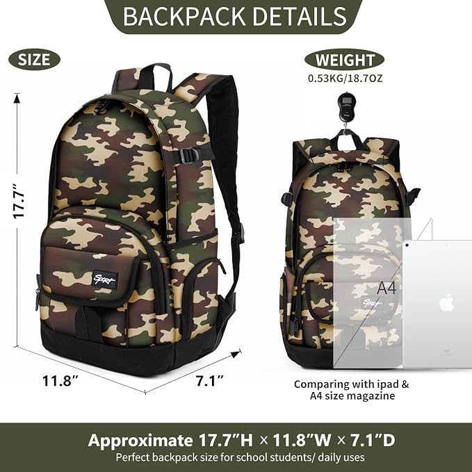 rickyh style School Backpack Travel Bag for Men & Women Lightweight College Back Pack with Laptop Compartmen