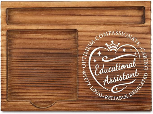 THRXOBN Desk Organizer for Educational Assistants & Teachers - Natural Wood with Slots for Notes, Pens, and Small Office Supplies – Practical & Elegant Workspace Solution,WSH9