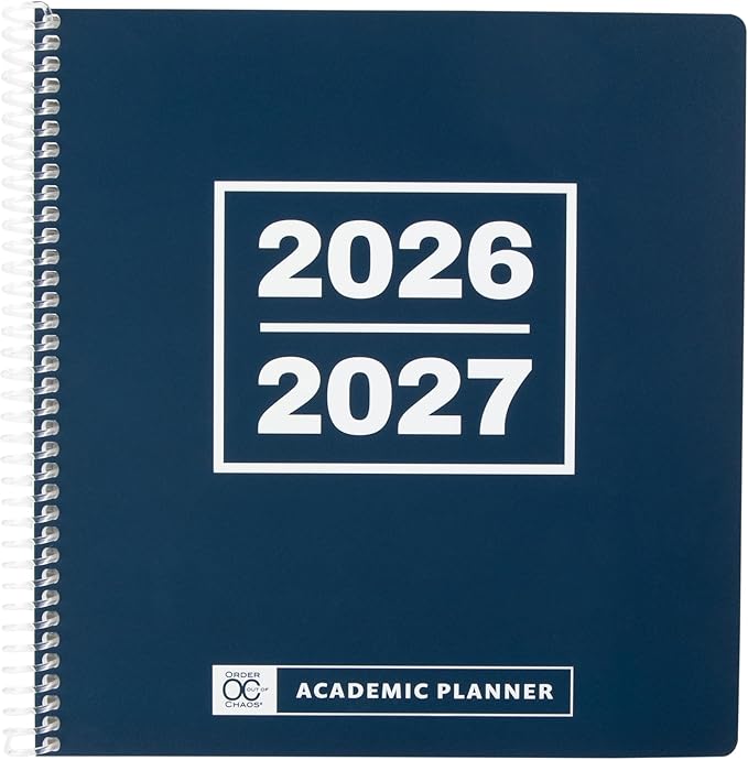 Order Out Of Chaos Academic Planner 2026-2027 Daily Weekly and Monthly Calendar, School Agenda Book, July 2026-June 2026 planner 8.5x8.25 Homework Organizer (Stormy Blue)