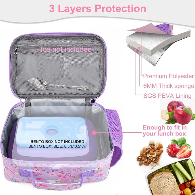 RHCPFOVR Kids Lunch Bag - Insulated Lunch Box for Girls Boys,Washable Lunch Bag and Reusable Toddler Leak-proof Lunchbox for School and Daycare