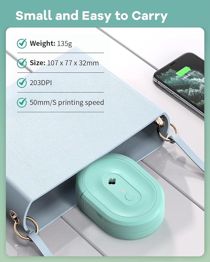 N12 Label Maker Machine with 1 Tape Bluetooth Label Printer, Green | Portable Mini Thermal Sticker Printer with Multiple Templates, Labeling Machine for Home/Kitchen/School/Office Organization