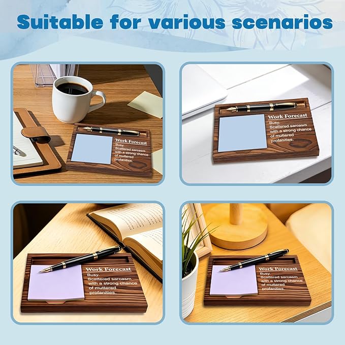 FOUGSTA Funny Office Gifts for Women, Gag Office Gifts for Women, Decor Present for Friend,Wooden Notepad Pen Holder With Funny Quotes,16.5 x 12 x 1.5 cm,XXN10