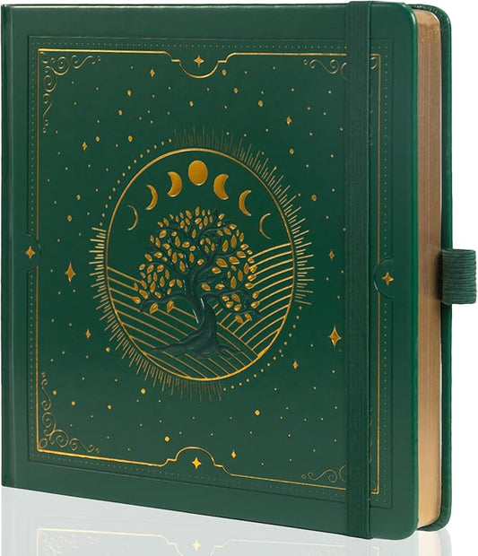 TIEFOSSI Tree of Life Journal, Square Dotted Journal for Women Men, Dot Aesthetic Notebook with 160 Numbered Pages, Hardcover Vegan Leather Journals with Bookmark, 160 GSM Thick Paper, 8 x 8 IN