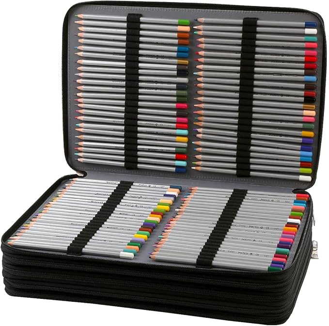 Portable Colored 480 Individual Slots Pencil case Organizer with Printing Pattern for Watercolor Pens or Markers, Pencil Case Organizer for Artist