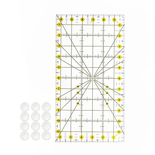 Sewing Rulers Quilting Ruler,Acrylic Quilting Templates,Sewing Tools Accessories Supplies for Patchwork Precision Fabric Cutting 1pcs(6.5x12inch)