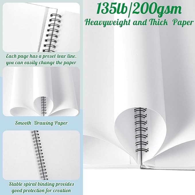 135lb/200gsm Marker Paper Pad, 5.5×8.5in Double Sided Bleedproof Marker Sketchbook, 30 Sheets Art Paper Sketch Pad, Smooth Painting Coloring Alcohol Marker Paper for DIY, Drawing, Ideal Gift