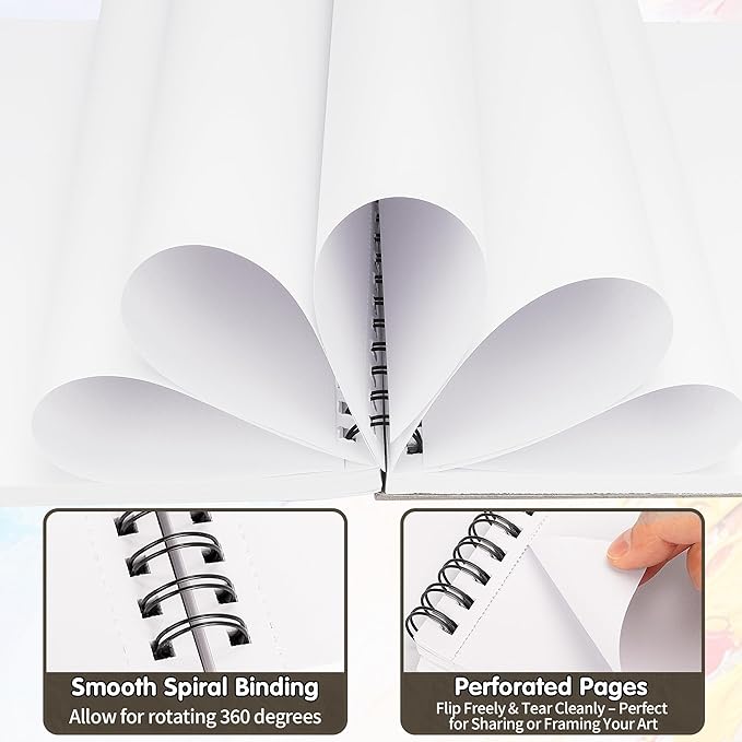 FIXSMITH 9"X12" Brown Sketch Book, 400 Sheets (68 lb/100gsm) Spiral Sketchbook, Acid Free Drawing Paper, Sketch Pad for Beginners,Artists & Professionals, Bright White