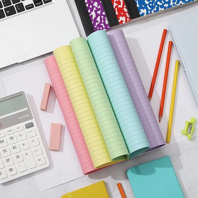 Henoyso 6 Pcs 120 Pages Colored Paper Notebooks 9.75 x 7.5 Bright Colors Lined Paper Notebook Wide Ruled Marble Notebooks Journals Bulk for Office School Supplies(Colored Cover)