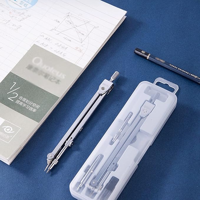 Drawing Compass Drafting Tools Geometric Compass Set Metal Drawing Tool Professional Compass and Pencil-Filled Student Supplies Circle Drawing Tool Math Ruler Kit